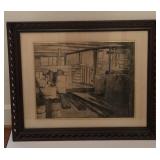 Framed Vintage Horse Stable Drawing