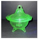 Uranium Green Glass Dish with Lid