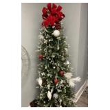 Flocked Artificial Tree with Ornaments