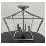Silver Tone Metal Semi Flush Mount Lamp