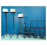 Wrought Iron Candlesticks and Metal Frame Candle
