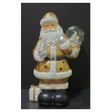 Five Lighted Gold Santas with Snow Globes
