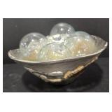 Metal Bowl with Glass Balls