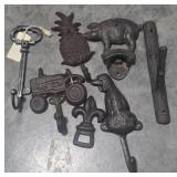 Assortment of Iron Can Openers and Hooks A
