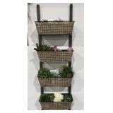 Cane Webbing Ladder Shelf and Greenery
