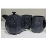 Blue Ceramic Cable Knit Teapot, Hand Warmer Mugs D