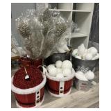 Snowball Ornaments and Glitter Pinecones