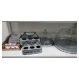 Galvanized Platters with Cloche, Egg Carriers