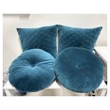 Teal Velour Throw Pillows