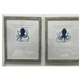 Pair of Watercolor Octopus Paintings