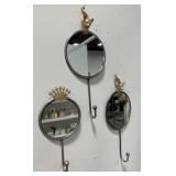 Round Mirrored Wall Hooks