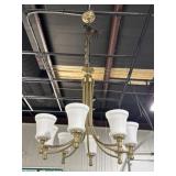 Aged Brass Eight-Light Chandelier