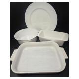 Corning Ware Bowl with Assortment of Dishware