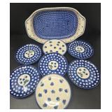 Polish Hand Painted Plates and Serving Dish