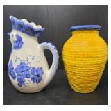 Italian Rooster Pitcher and  Vase