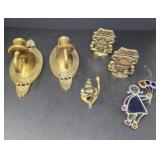 Brass Sconces, Hook, Bookends