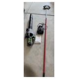 Cordless Leaf Blower, Charger, Broom