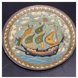 Brass Champleve Enamel Decorative Wall Plate