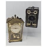 Schatz Brass Carriage Clock and Bownie Camera