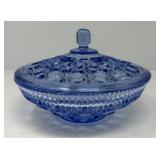 Ice Blue Indiana Glass Windsor Bowl with Lid
