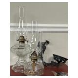 Collection of Oil Lamps, Cast IronWall Mount More