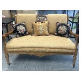 Eastlake Walnut Settee with Maple Leaf Crest Rail