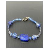 Blue Gemstone Bracelet with Sterling Toggle Clasp