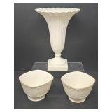 Lenox Fluted Vase and Square Footed Treat Bowls