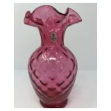 Fenton Cranberry Ruffled Vase