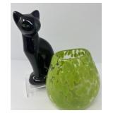 Art Glass Vase with Black Vintage Candle