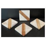 Modern Farmhouse Marble with Wood Coasters