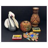 Woven Basket and Vase, Pelican, Japanese Cards
