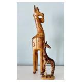 Carved Wooden Giraffe Figures