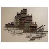 Metal Seaside Village Wall Art