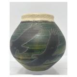 Soaring Birds Pottery Vase