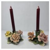 Italian Nuova Capodimonte Candlestick Holders