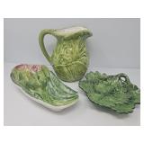 Italian-Made Leaf Pitcher, Artichoke, Leaf Bowls