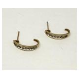 18K Yellow and White Gold Earrings w/ Clear Stones