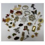 Assorted Costume Brooches, Pins and More