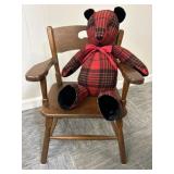Childï¿½s Chair and Plaid Bear B