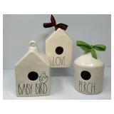 Trio of Rae Dunn Birdhouses