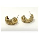 14K Gold Art Deco Style Half Hoops