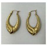 14K Oval Art Hoop Earrings