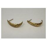 14K Gold Hammered Half Hoops