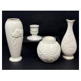 Lenox Rose Vases and Candleholders
