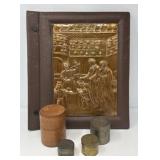 Tins with Fasteners, Leather Box, Copper Front