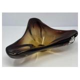 Brown Triangular Art Glass Bowl