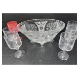 Glass Bowl and Goblets