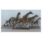 Solid Brass Giraffe Family Wall Mounted Key Holder