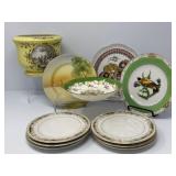 Ten Assorted Plates with Yellow Bowl